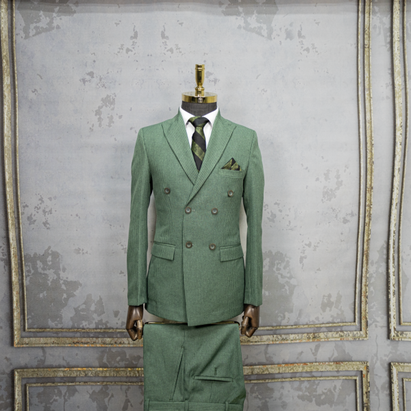 کت و شلوار دیپلمات سبز دبل برست فاستونی