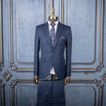 کت و شلوار سرمه ای چهارخانه ریز فاستونی