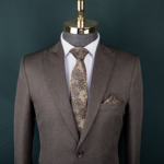 کت شلوار چهارخانه قهوه تای
