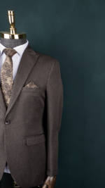 کت شلوار قهوه ای فاستونی