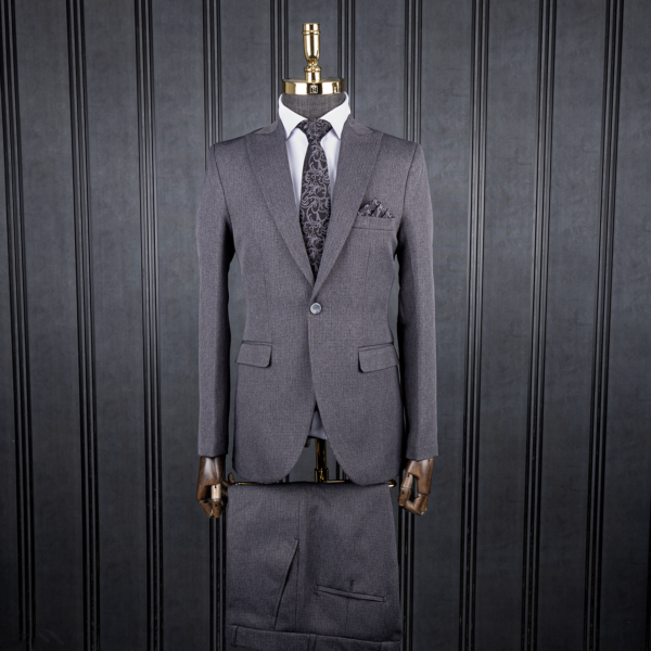 کت و شلوار طوسی چهارخانه ریز فاستونی