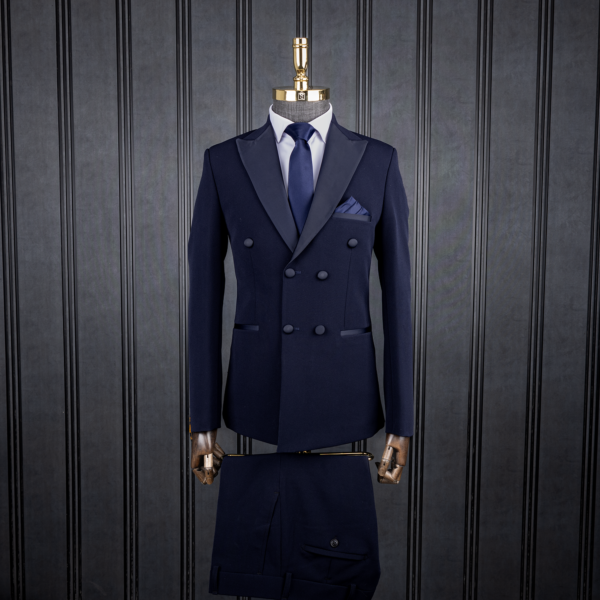 کت و شلوار دبل برست تاکسیدو بلوبلک