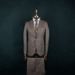کت و شلوار خاکی ساده فاستونی