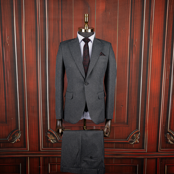 کت و شلوار طوسی طرح ریز فاستونی