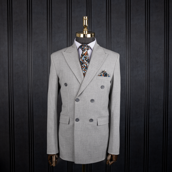 کت تک خاکستری دبل برست بزیاق