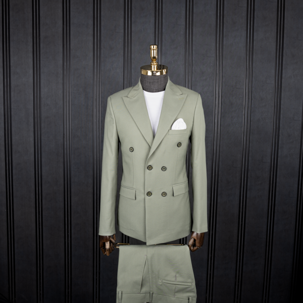 کت و شلوار پسته ای دبل برست بردن