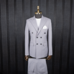 کت و شلوار طوسی روشن دبل برست بردن