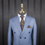 کت شلوار دبل برست آبی