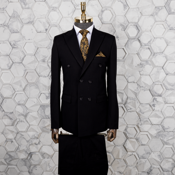 کت و شلوار مشکی بزیاق دبل برست