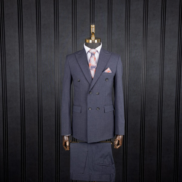 کت و شلوار نیلی بزیاق دبل برست