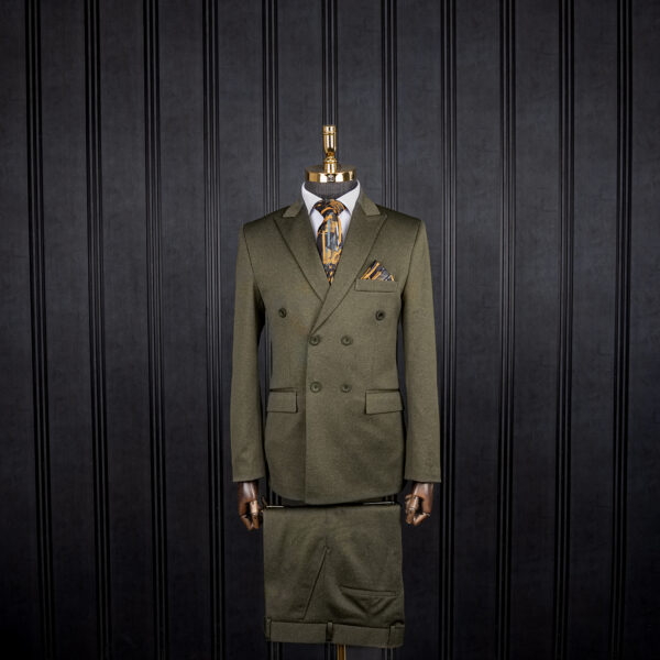 کت و شلوار مردانه سبز دبل برست کش