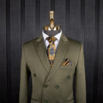 کت شلوار مردانه شش دکمه زیتونی