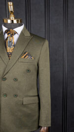 کت شلوار دبل برست سبز