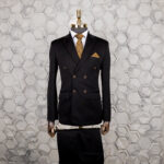 کت و شلوار مردانه دبل برست (شش دکمه) مشکی سوپر کش