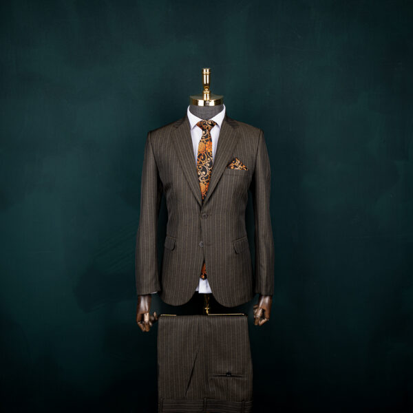 کت و شلوار قهوه ای دو دکمه دیپلمات