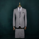 کت و شلوار طوسی روشن دیپلمات ریز فاستونی
