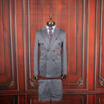 کت و شلوار طوسی دیپلمات دبل برست