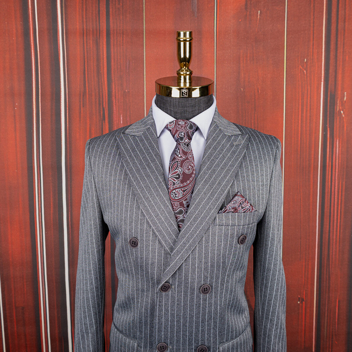 کت و شلوار طوسی دیپلمات دبل برست - Image 3