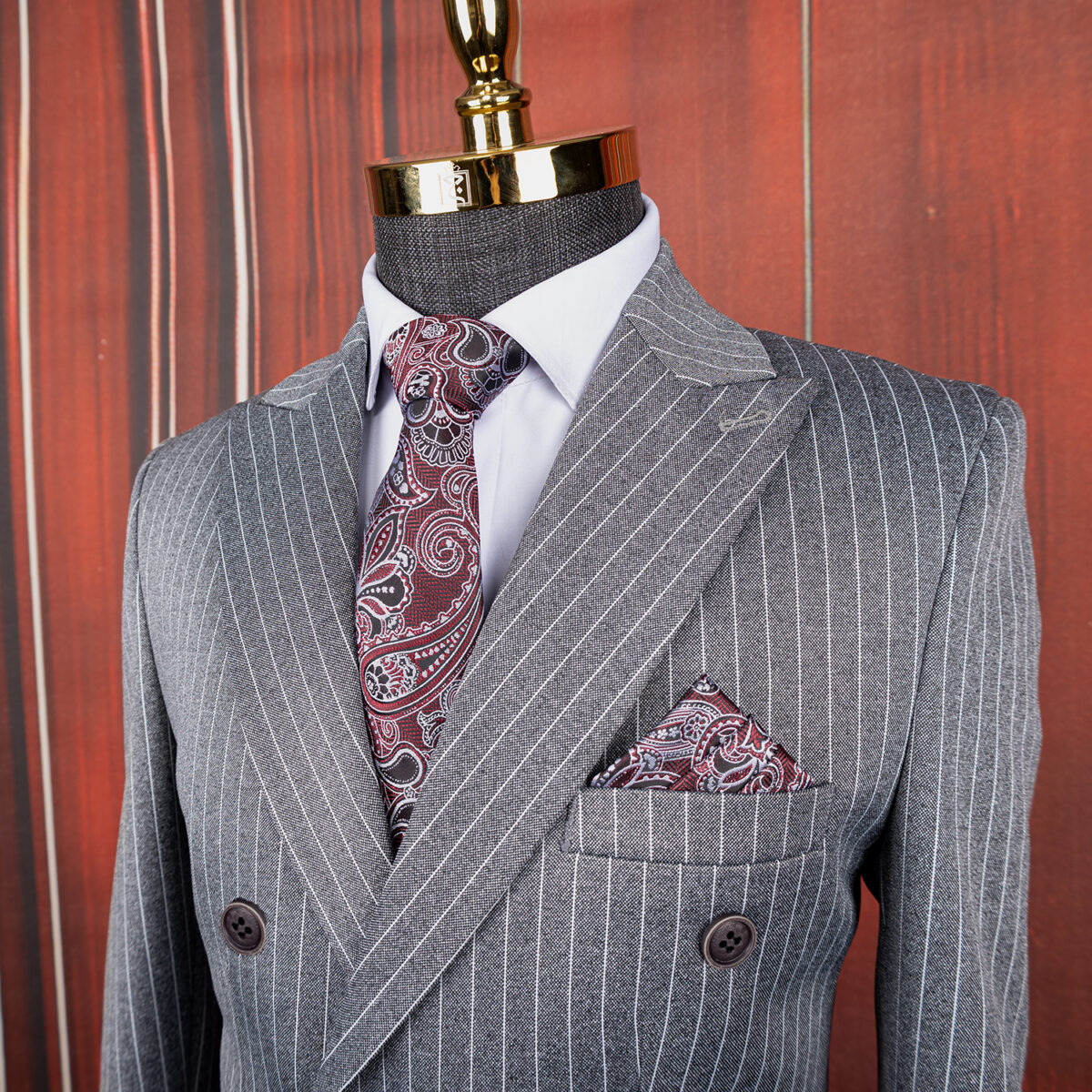 کت و شلوار طوسی دیپلمات دبل برست - Image 2