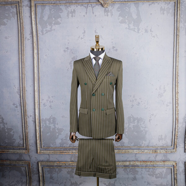 کت و شلوار زیتونی دیپلمات دبل برست