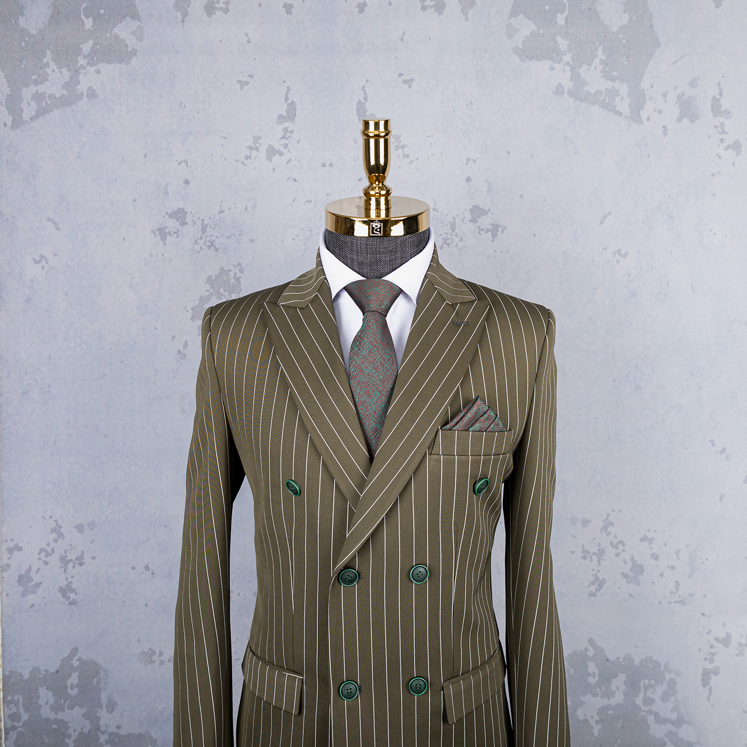 کت و شلوار زیتونی دبل برست