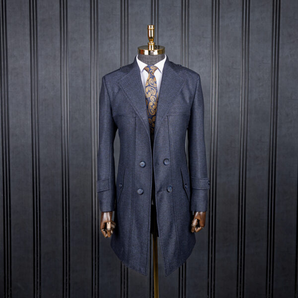 پالتو مردانه سرمه ای جناقی چهار دکمه