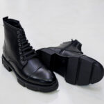 نیم بوت مردانه برت مشکی چرم طبیعی