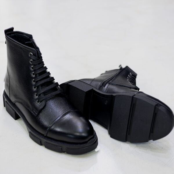 نیم بوت مردانه برت مشکی چرم طبیعی