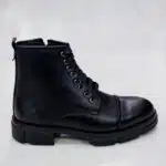 نیم بوت مردانه برت سوزنی مشکی چرم طبیعی - Image 2