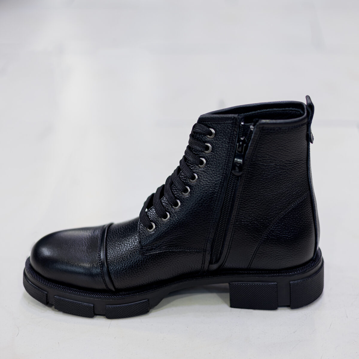 نیم بوت مردانه برت مشکی چرم طبیعی - Image 4