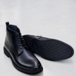 نیم بوت مردانه مشکی چرم طبیعی