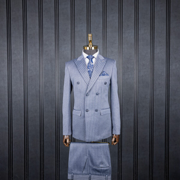 کت و شلوار آبی روشن دیپلمات دبل برست