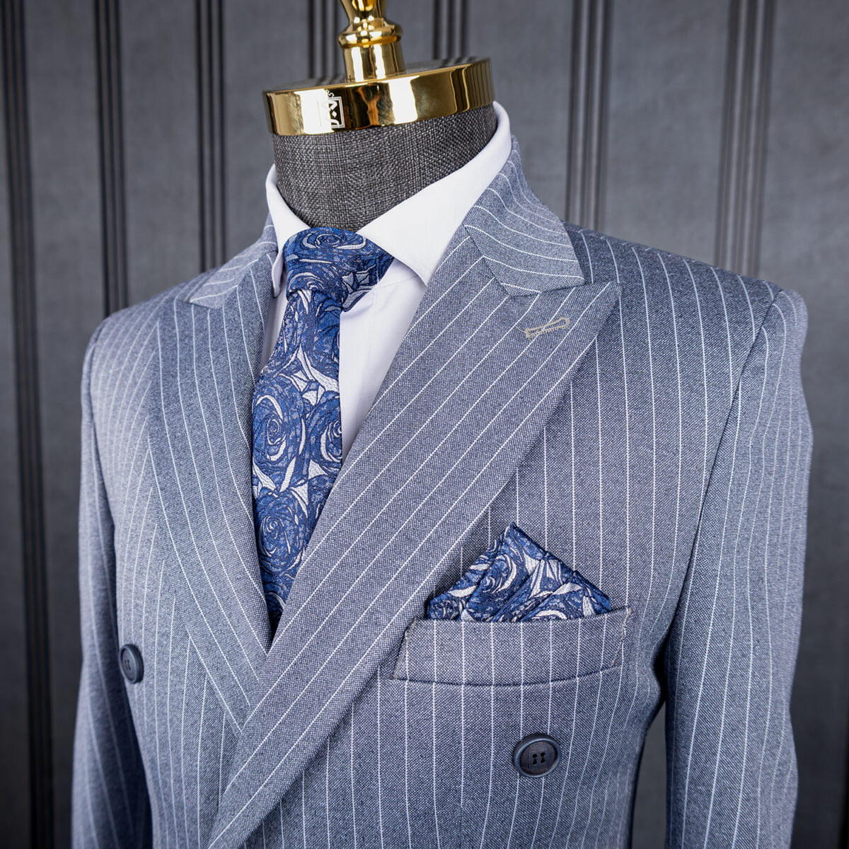 کت شلوار آبی دبل برست