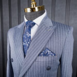 کت شلوار آبی دبل برست