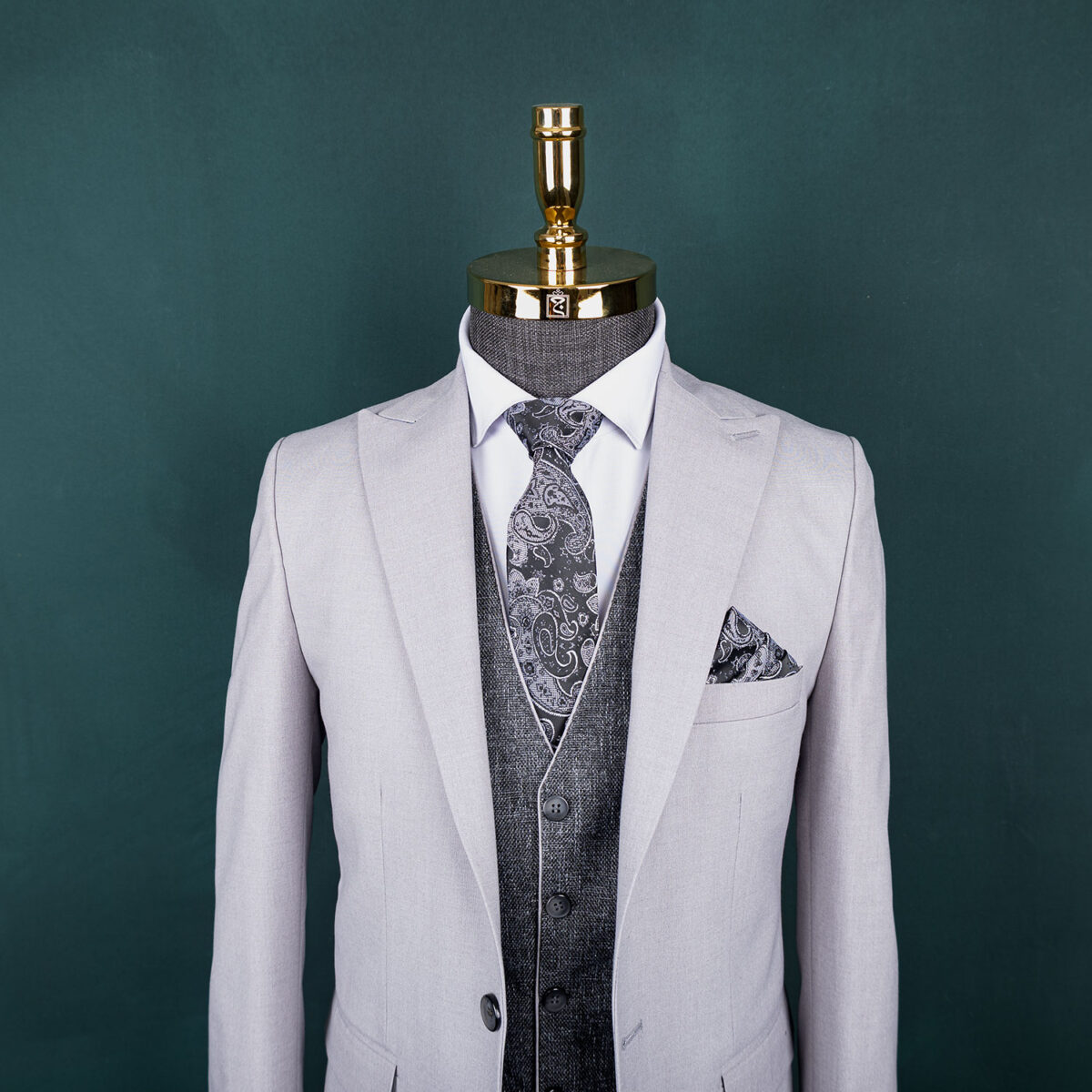 کت و شلوار طوسی دامادی