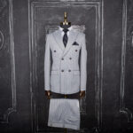 کت و شلوار نقره ای دیپلمات دبل برست