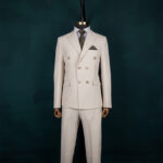 کت و شلوار کرم کرپ دبل برست