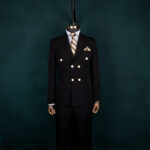 کت و شلوار مشکی کرپ دبل برست