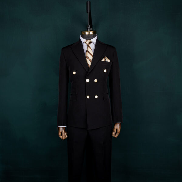 کت و شلوار مشکی کرپ دبل برست