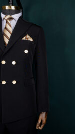 کت و شلوار مردانه مشکی شش دکمه