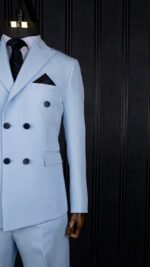 کت شلوار دبل برست آبی