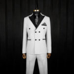کت و شلوار دبل برست تاکسیدو سفید