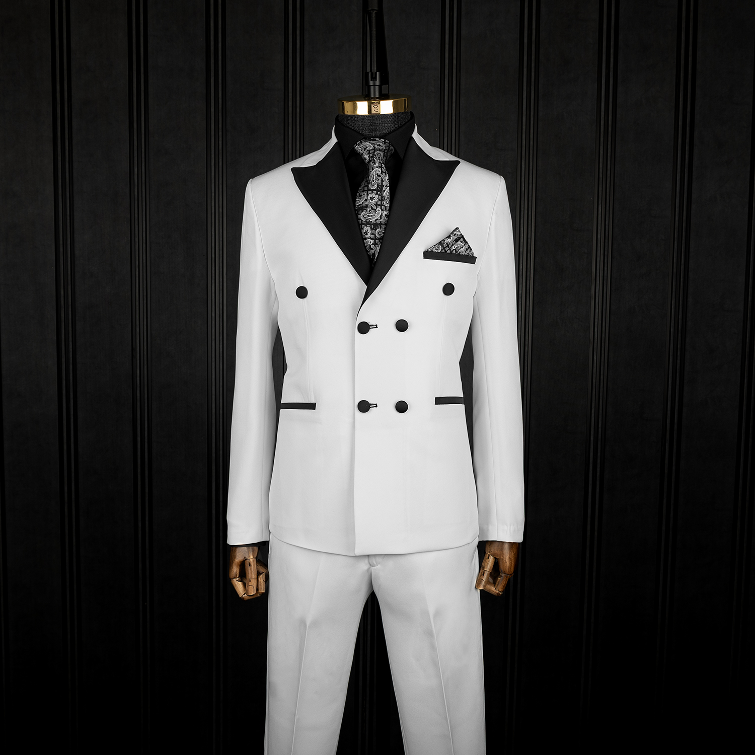 3545 کت و شلوار دبل برست تاکسیدو سفید