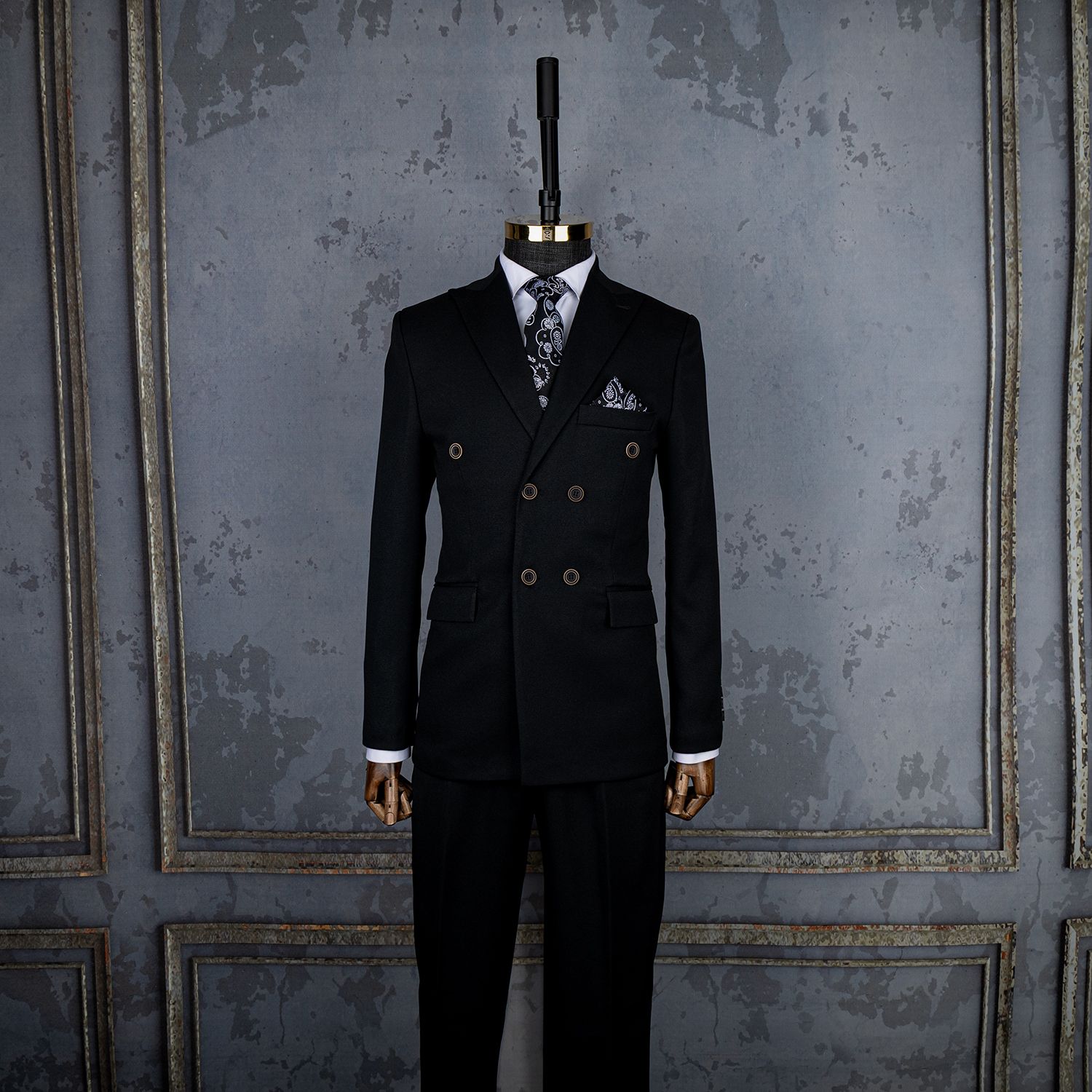 3553 کت و شلوار مشکی دبل برست جودون