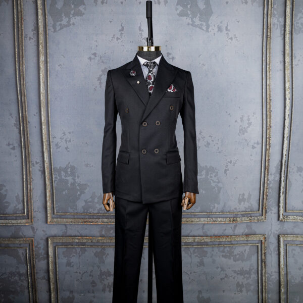 کت و شلوار دبل برست مشکی فاستونی