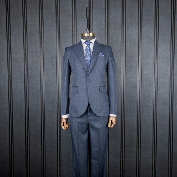 کت و شلوار چهارخانه سرمهای