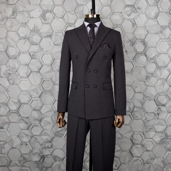 کت و شلوار ذغالی دبل برست