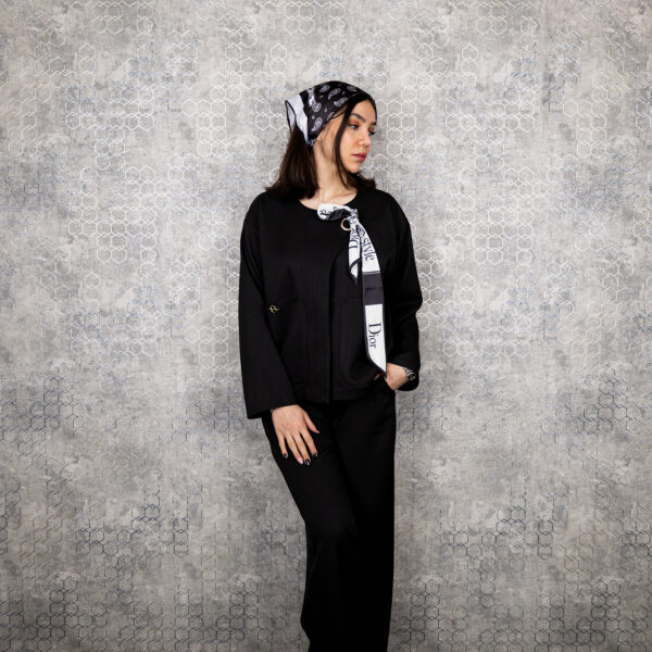 کت و شلوار مشکی دیور اسکارف زنانه