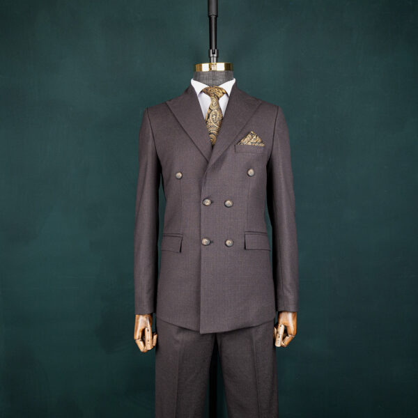 کت و شلوار قهوه ای دبل برست