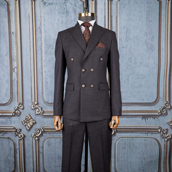 کت و شلوار ذغالی دبل برست